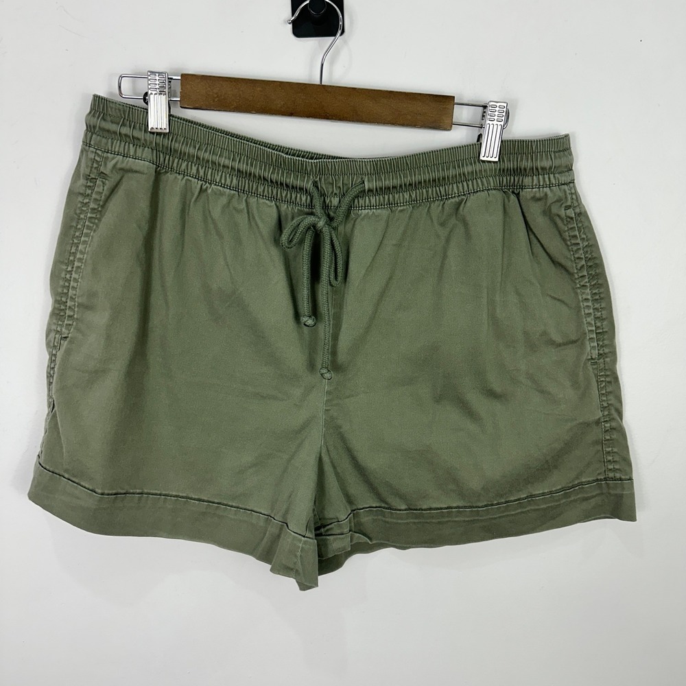 Lou & Grey Shorts Women Large Olive Green Drawstring Elastic Waist Utility